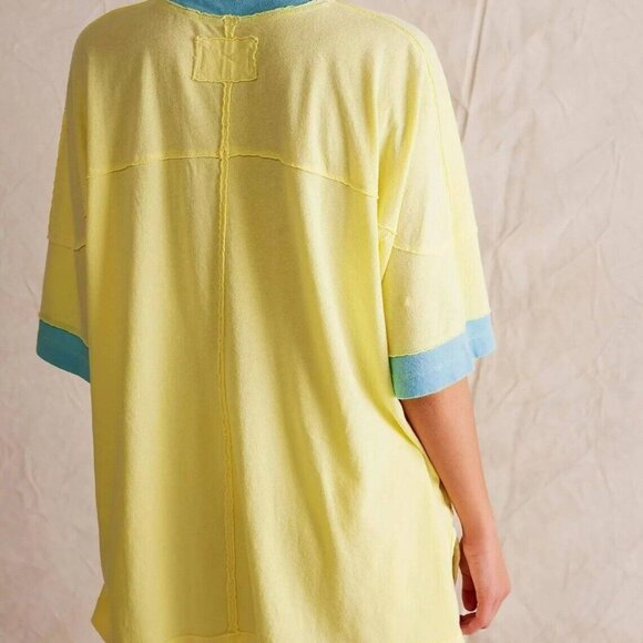 Amazon Trendy Casual Twofer T-shirt Top Womens XL Yellow/Green - Picture 2 of 6